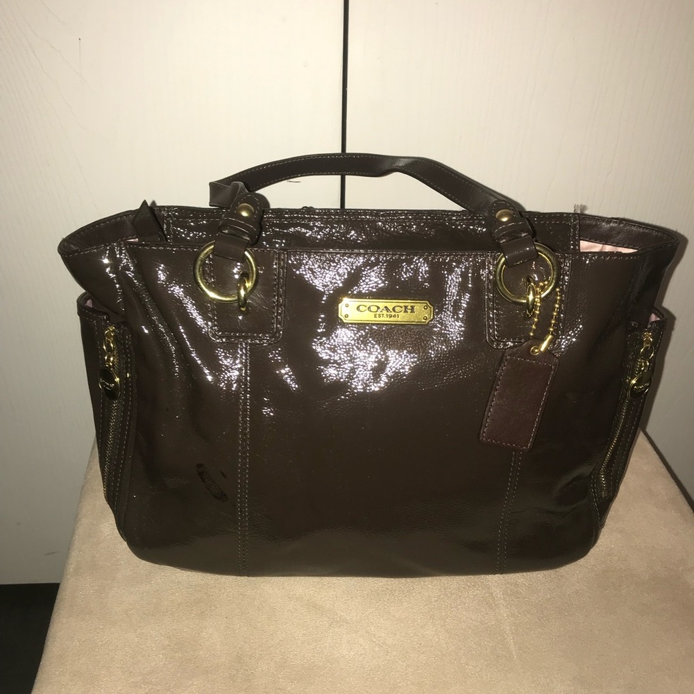 Brown Patent Leather Coach Purse Like New